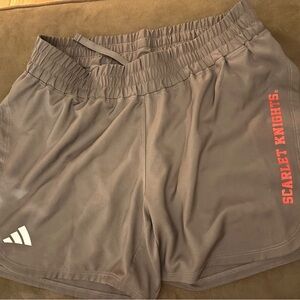 adidas Rutgers Gray Athletic Shorts with Red Accents